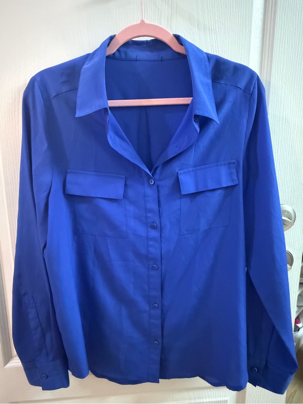 Classic Royal Blue Button-Up Blouse